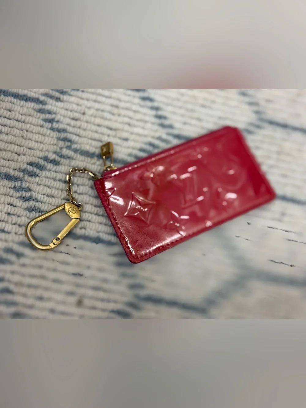 LOUIS VUITTON Vintage Y2K Classic Red Monogram Vernis Key Pouch Pouchette Cles